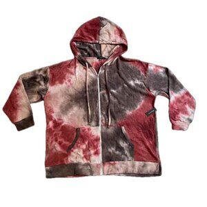 Stunnd Tie Dye Red and Grey Zip up Hoodie NWT